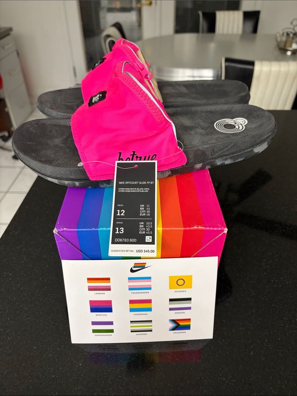 Nike Hot Pink & Black BeTrue Slide Sandals - Picture 3 of 12